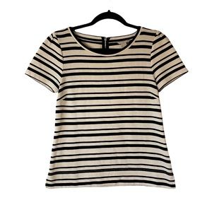 Banana Republic Beige Black Stripe Thick Short Sleeve Top Size Small